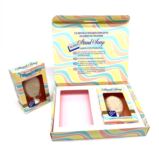 Estuches de 2 pastillas jabón con pedestal Stand Soap · Años 80