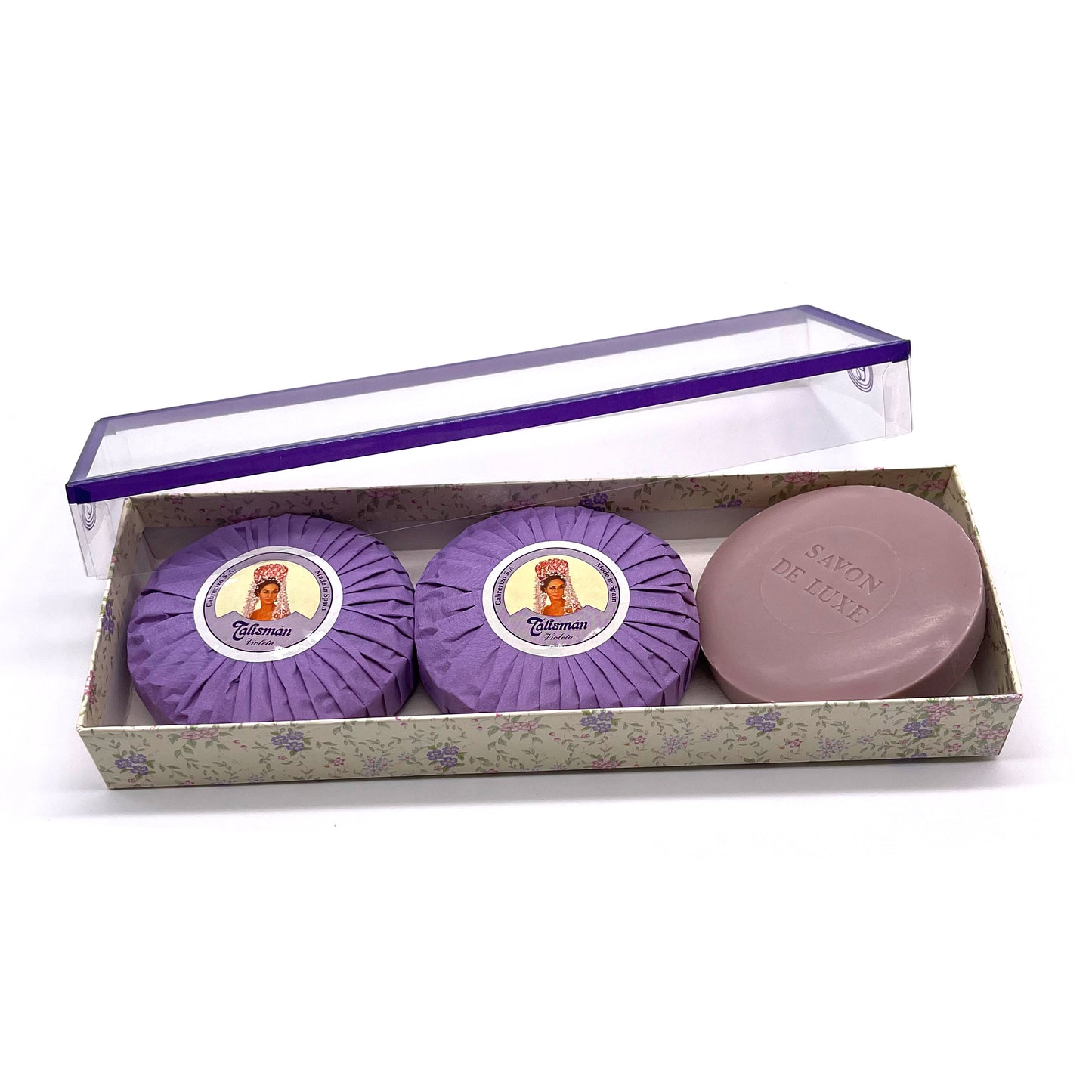 Estuche de 3 pastillas de Jabón Talismán · Violeta · Años 80