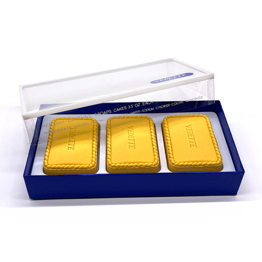 Estuche de 3 pastillas de Jabón Vedette · Amarillo · Años 80