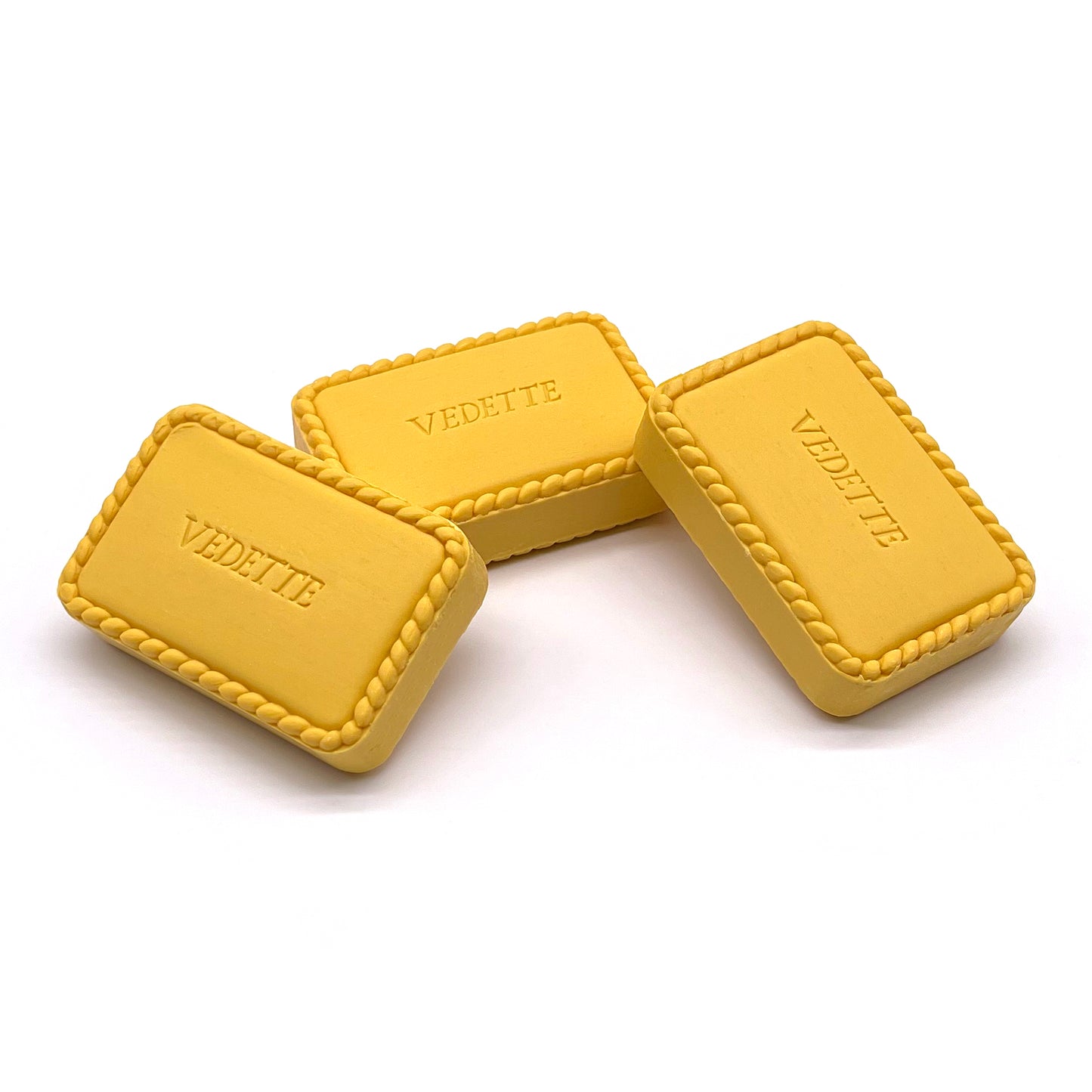 Estuche de 3 pastillas de Jabón Vedette · Amarillo · Años 80