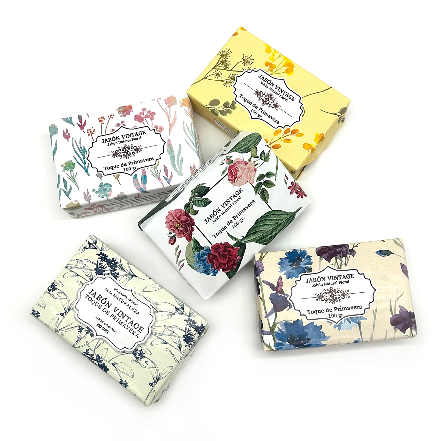 5 Jabones 100 gr. para invitados Línea "Florales"
