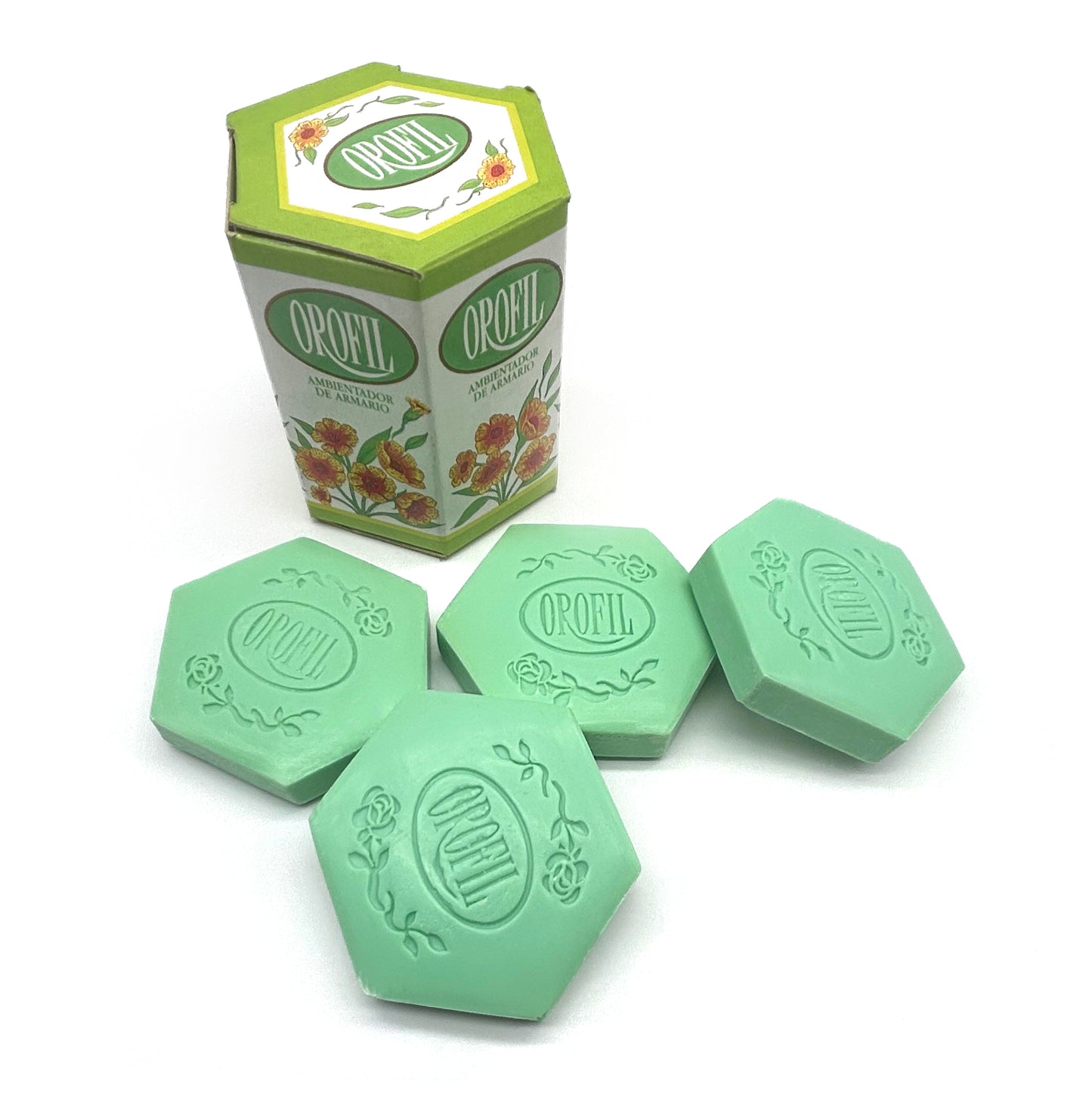 Estuche de 4 pastillas de Jabón Orofil · verde · Años 80