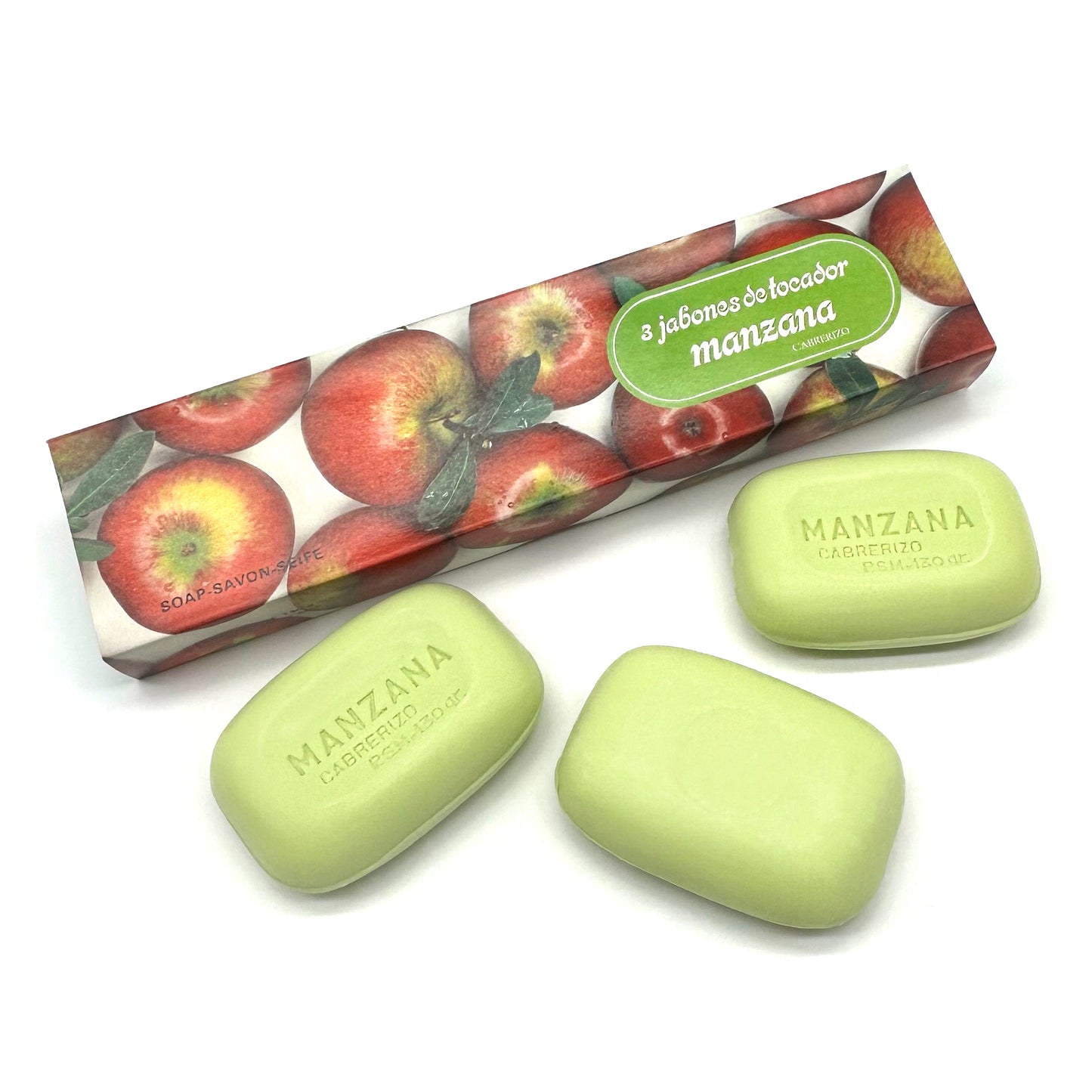 Estuche de 3 pastillas de tocador · Manzana · Años 80