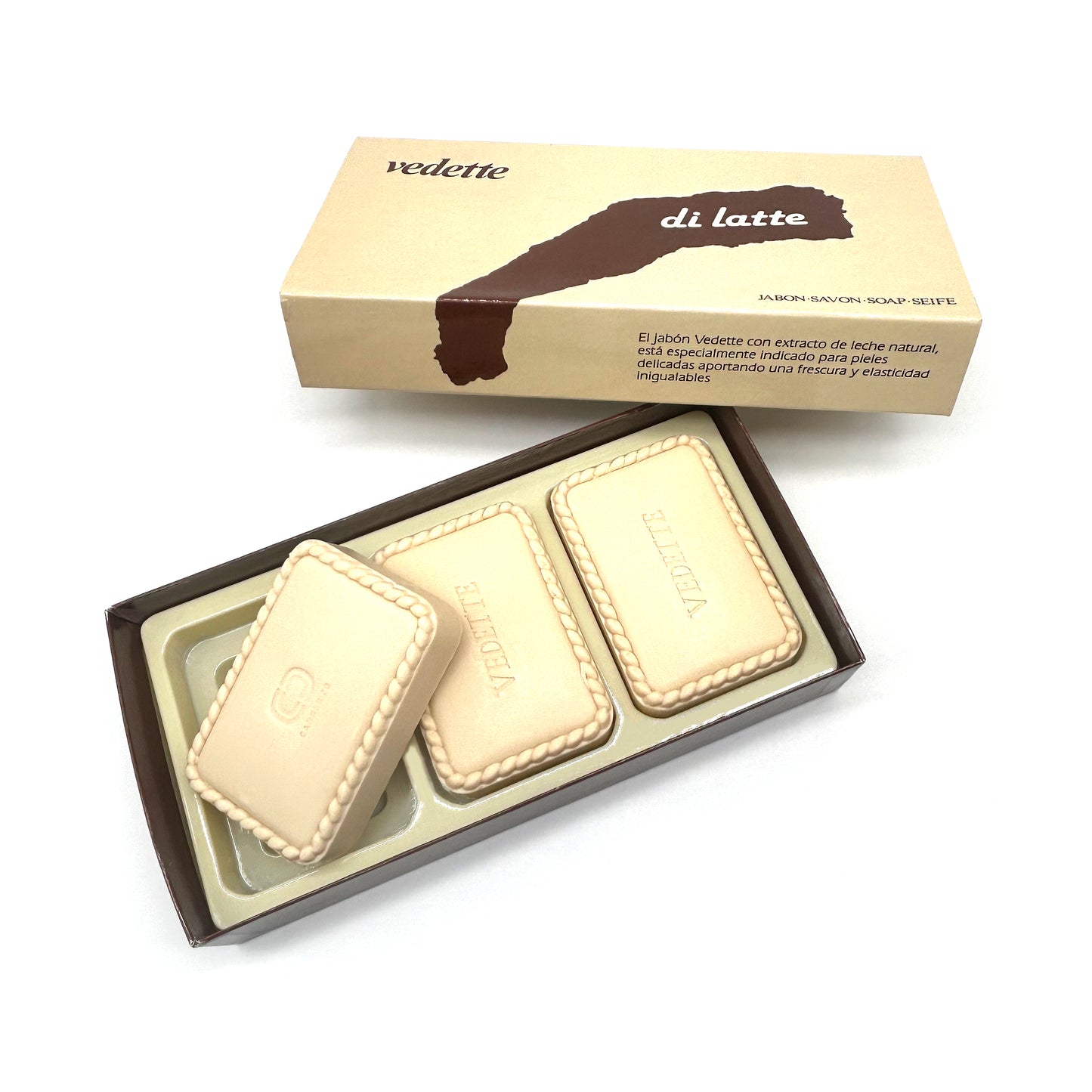 Estuche de 3 pastillas de Jabón Vedette · Beigs · Años 80