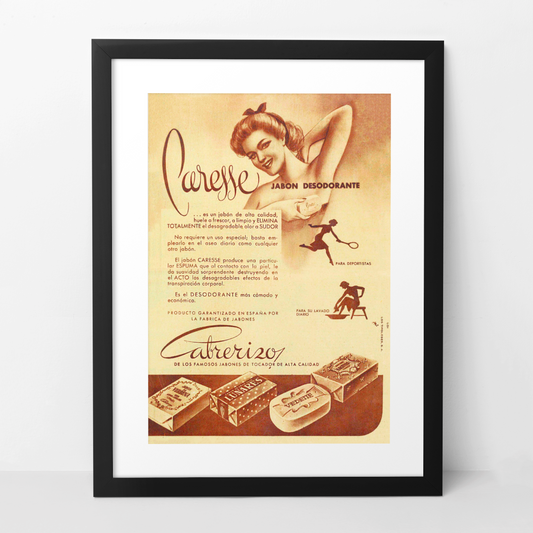 Diseño publicitario · años 40 · Caresse · Jabones Cabrerizo