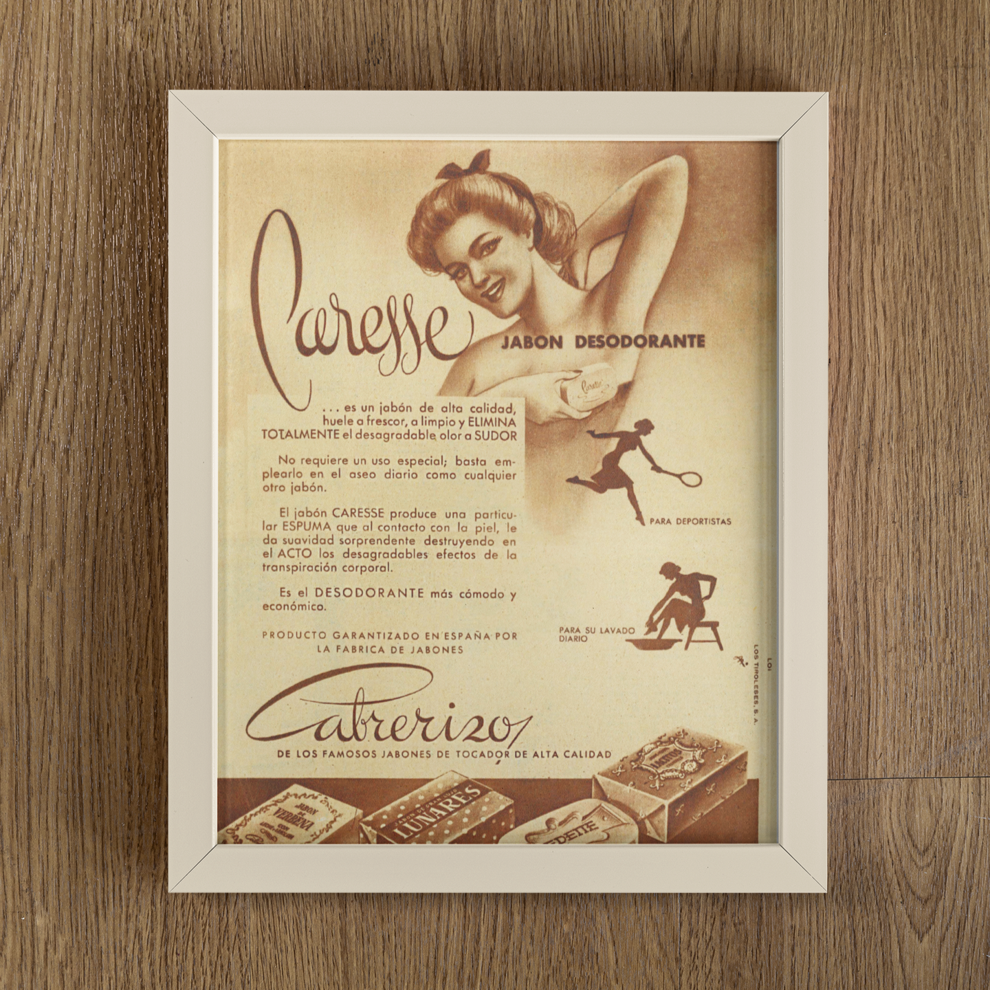 Diseño publicitario · años 40 · Caresse · Jabones Cabrerizo