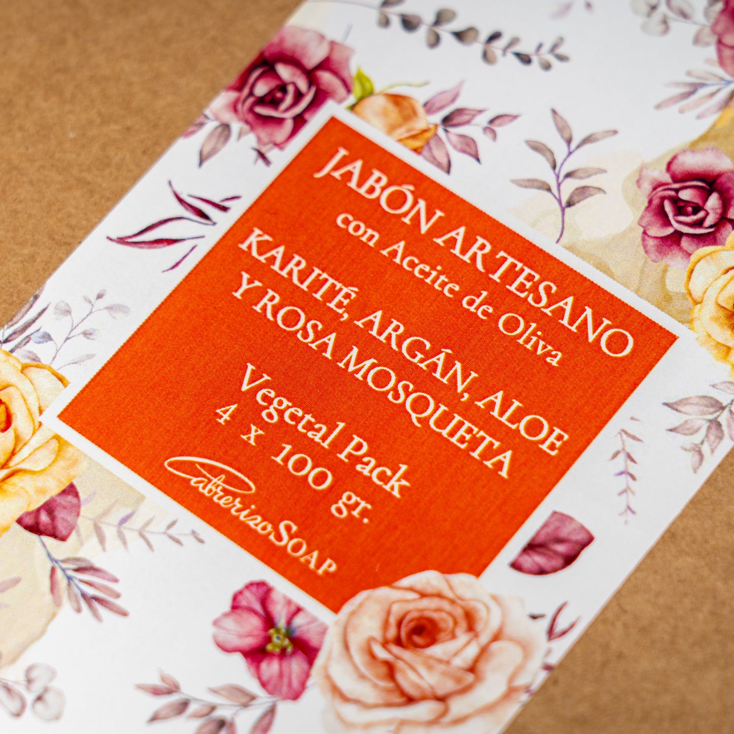 Karité, Argán, Rosa Mosqueta y Aloe · Jabones Artesanales para regalar · 4 pastillas de jabón 100 gr.