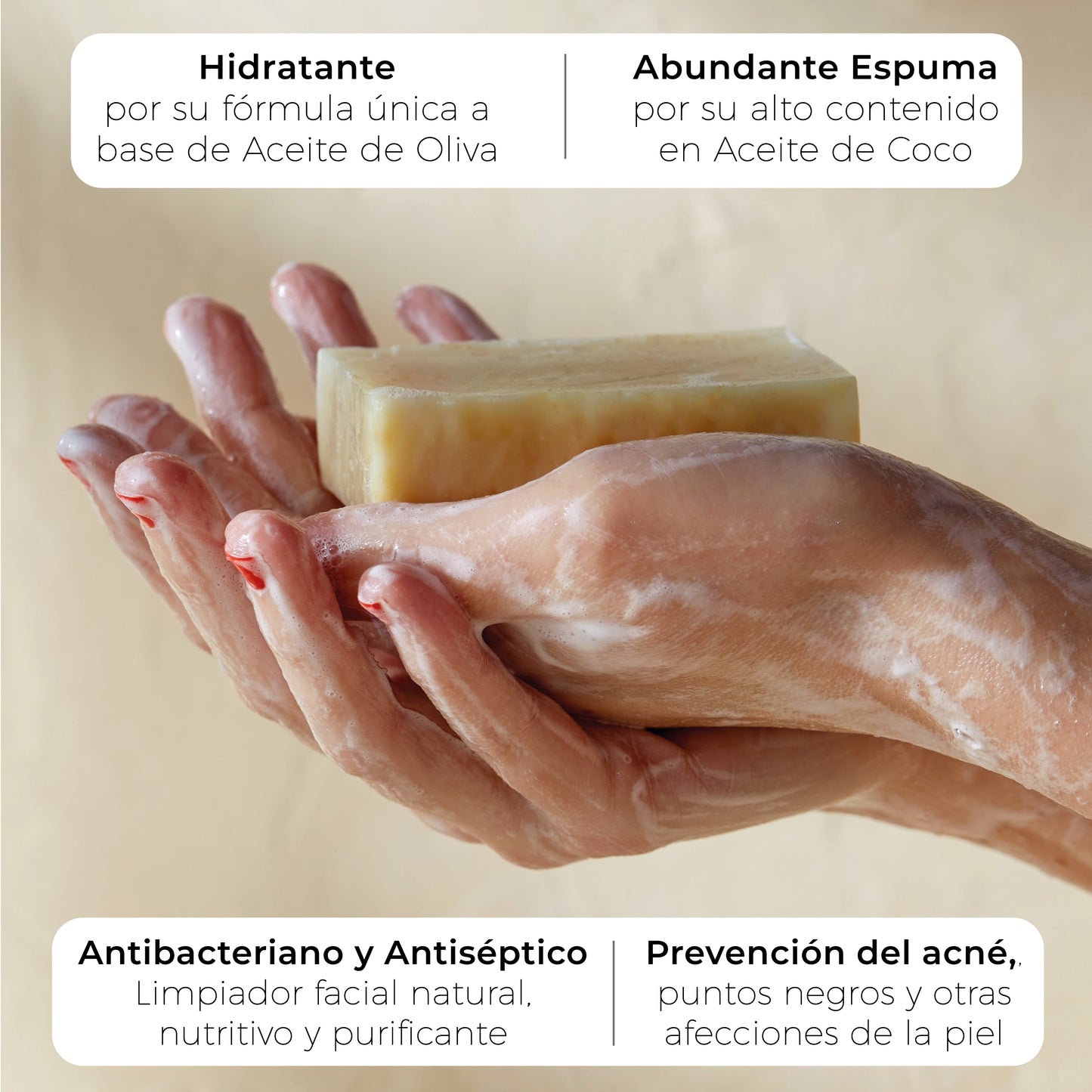Azufre · 3 Jabones Artesanales de Azufre y Aceite de Oliva · 3 pastillas de jabón 75 gr.