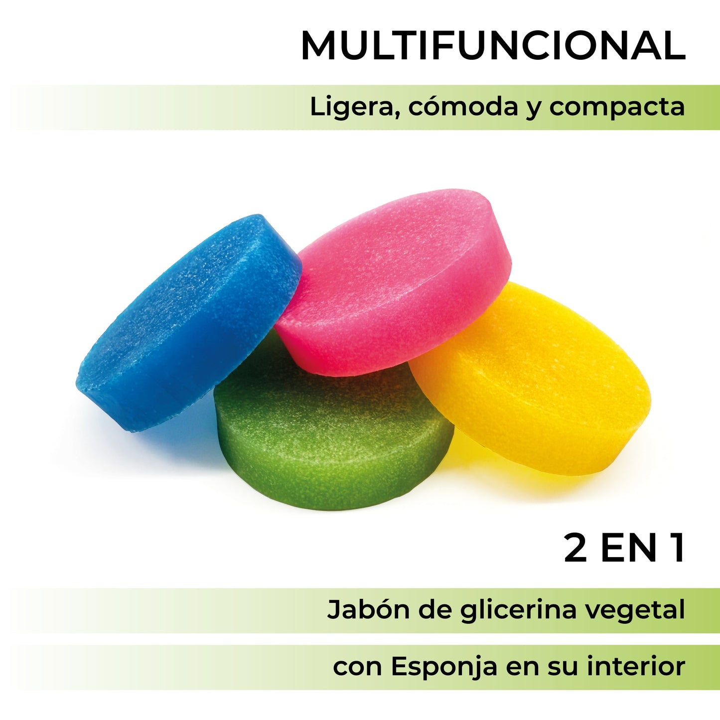 4 Esponjas Jabonosas – Jabones artesanales, Jabones para regalar - Esponjas de Jabon Glicerina Vegetal 2 en 1 - Pack 4 × 100 g Esponja baño