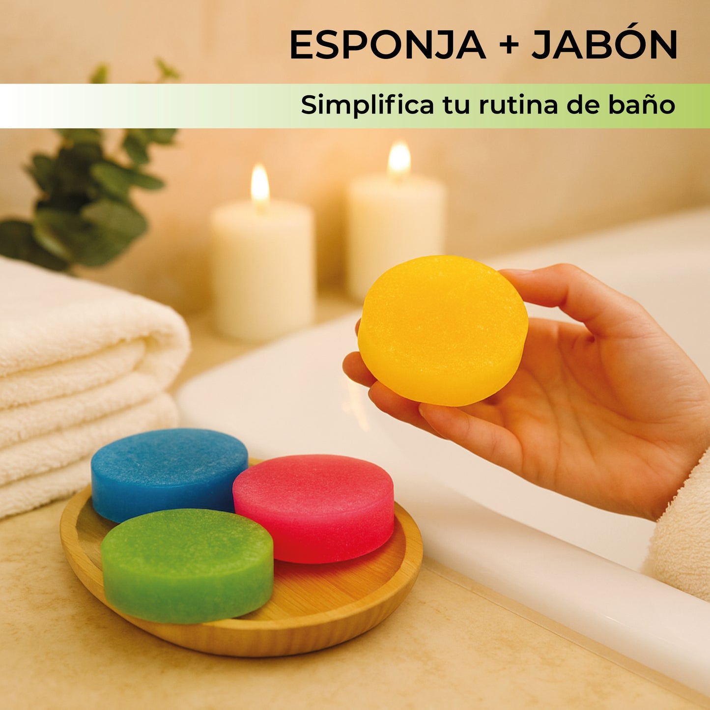 4 Esponjas Jabonosas – Jabones artesanales, Jabones para regalar - Esponjas de Jabon Glicerina Vegetal 2 en 1 - Pack 4 × 100 g Esponja baño