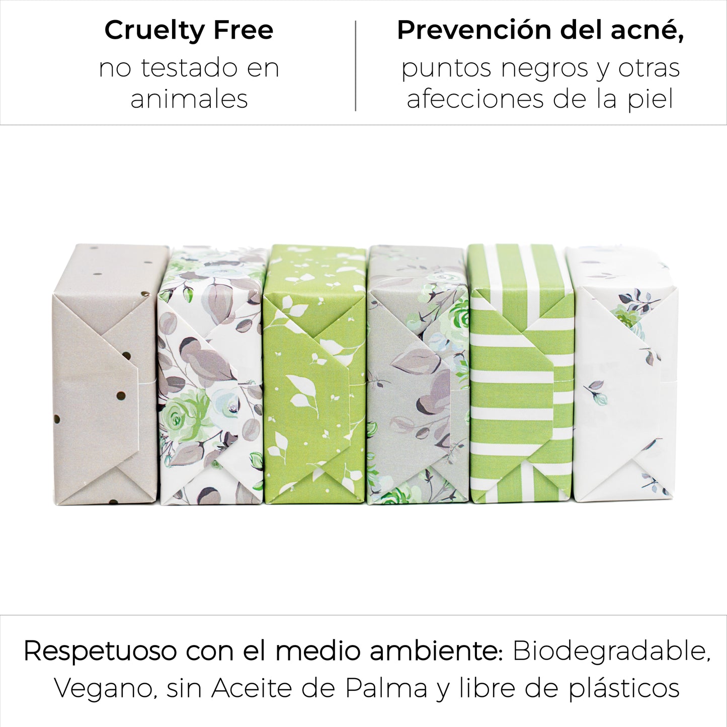 Aceite esencial de Menta y Hierbabuena · Jabones Artesanales para regalar · 6 pastillas de jabón 65 gr.